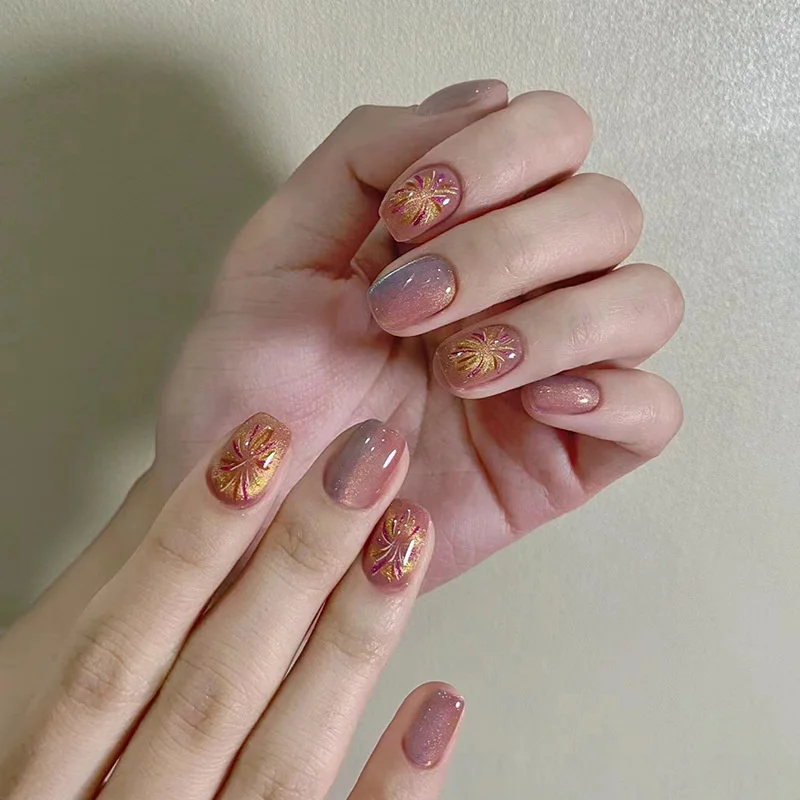 

24Pcs Square Shaped Fake Nails Gel Tips For Nail Extension Reusable Adhesive False Nails Girl Korean Style Short kit Nails Tips