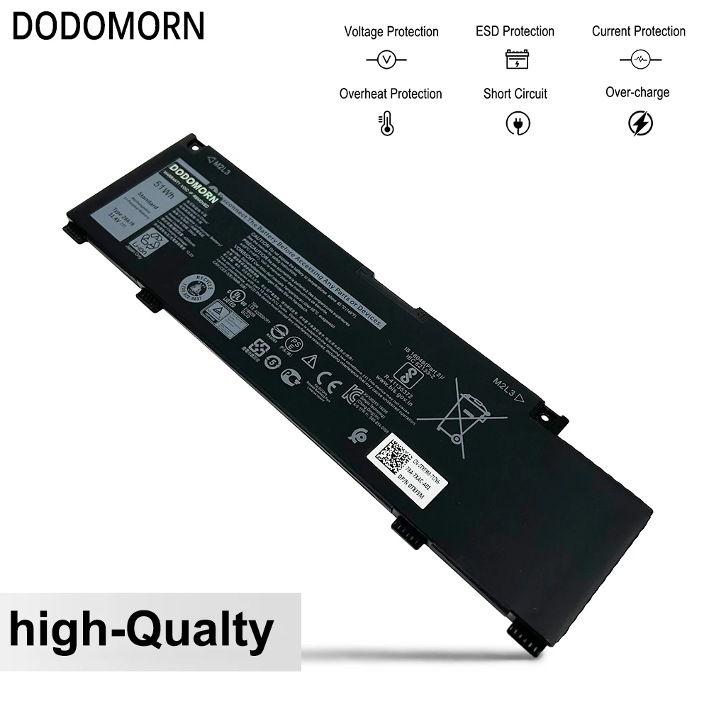 Dodomorn แบตเตอรี่266J9แล็ปท็อปสำหรับ Dell G3 15 3590 3500 G5 15 5500 5505 Inspiron 14 5490ชุด M4GWP PN1VN 0PN1VN 51Wh 11.4V