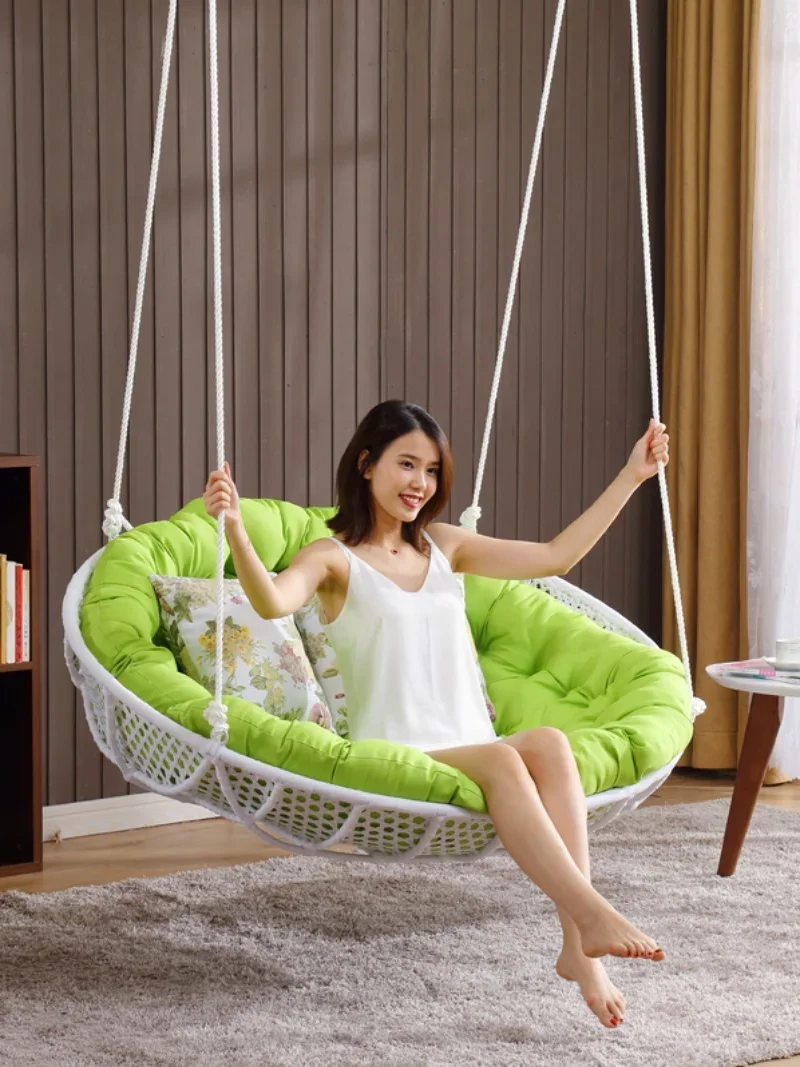 Hanging Basket Rattan Chair Outdoor Lazy Swing Metal Frame Hammock Indoor Balcony Cradle Chair Hanging Chair