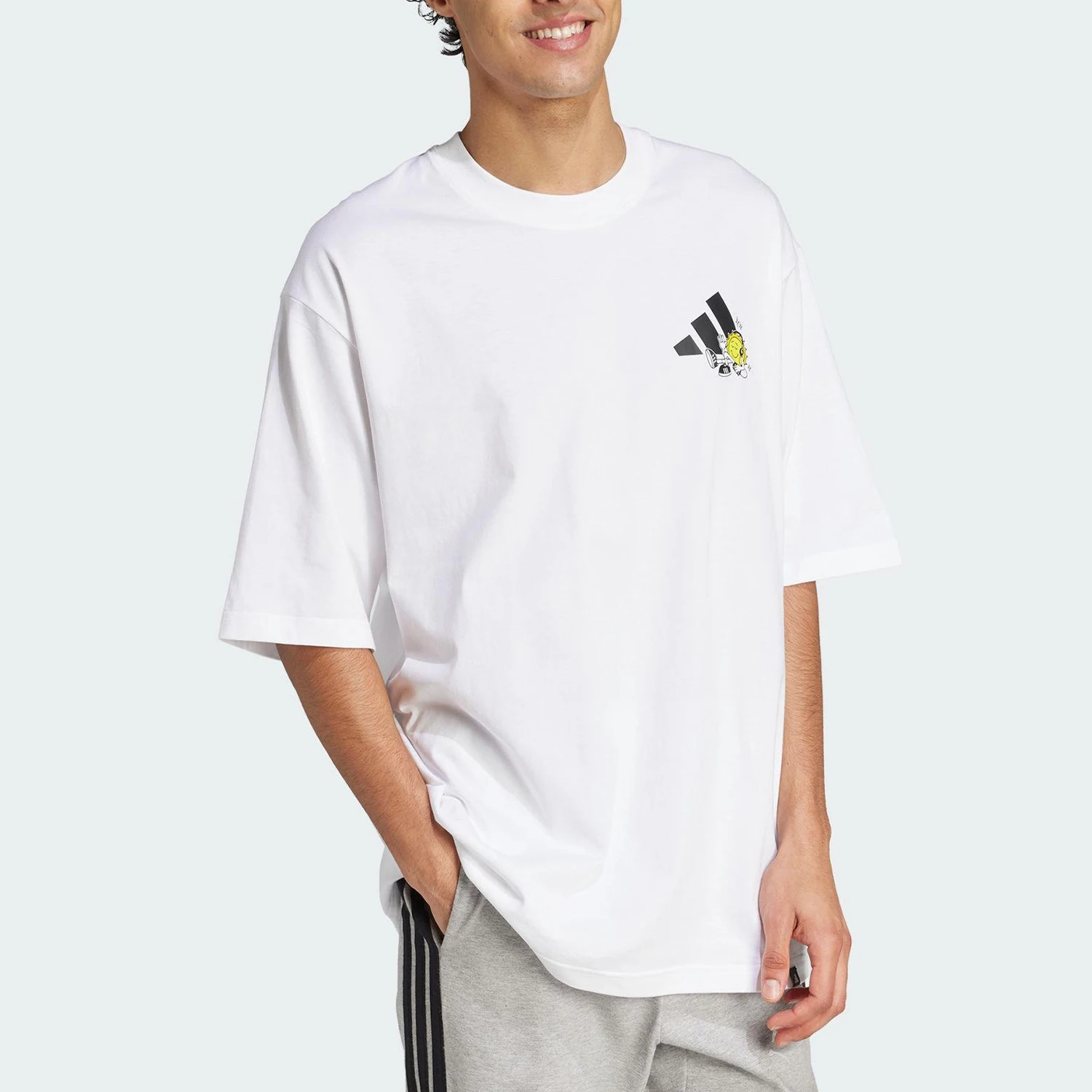Adidas genuine summer men's pattern loose and breathable short sleeved shirt JZ3255
