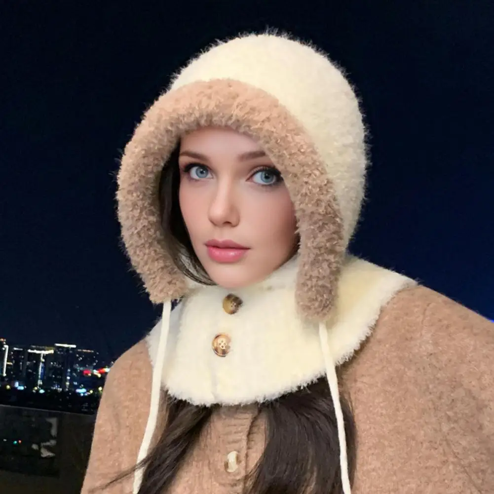 

Зимняя шапка Прочный зимний головной убор Зимний головной убор Термальная лоскутная шапка с регулируемой застежкой на пуговицы для прогулок