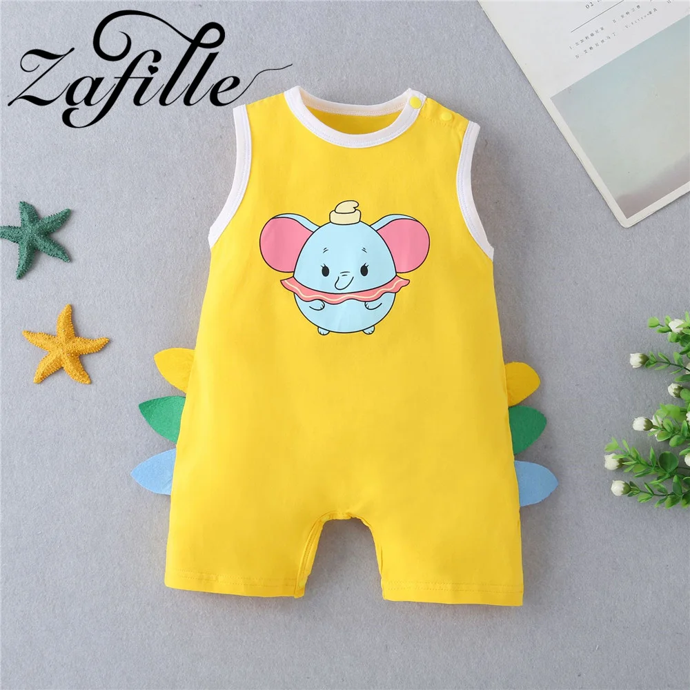 

ZAFILLE Summer Baby Boys Sleeveless Rompers Cartoon Kids Toddler Clothes 0-2Y Men's Baby Outfits Cute Newborn Clothing Sleepwear