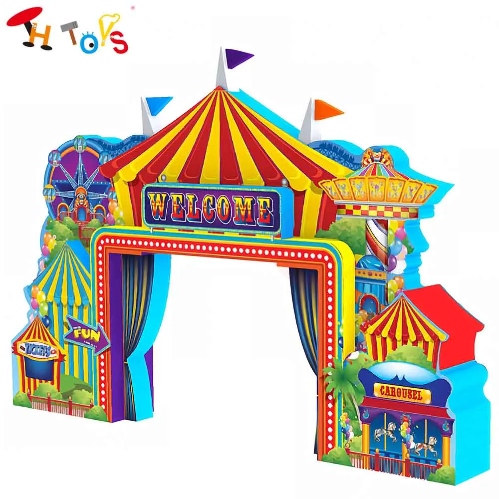 

Быстрая доставка, 32-футовая гигантская надувная карнавальная арка, красочная надувная арка с цирковой тематикой для приветствия