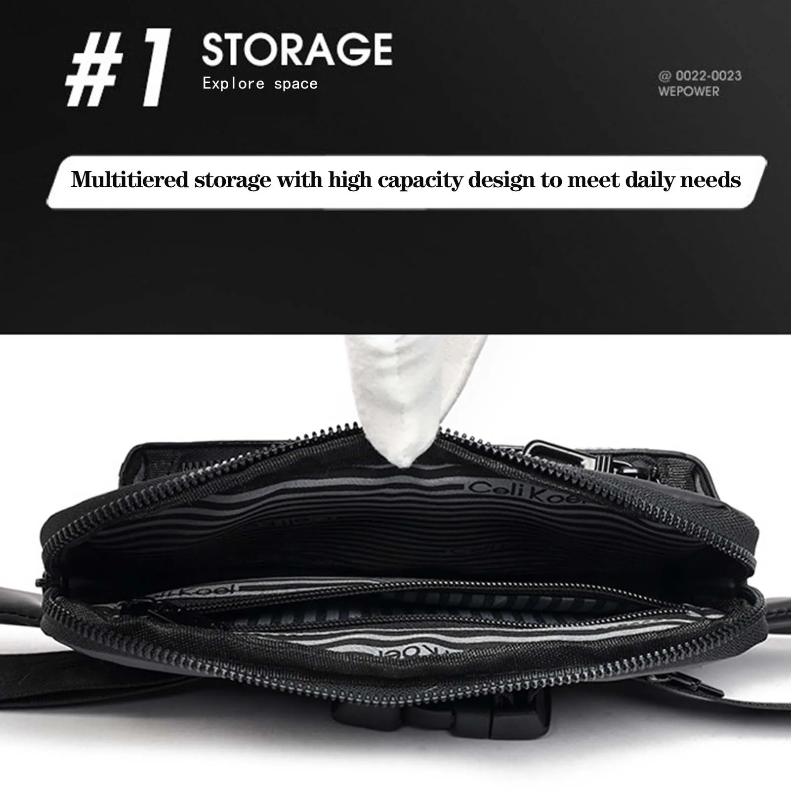 Fashionable Textured Double Layer Chest Bag Anti-Theft Short Travel Messenger Bag For Men Daily Use