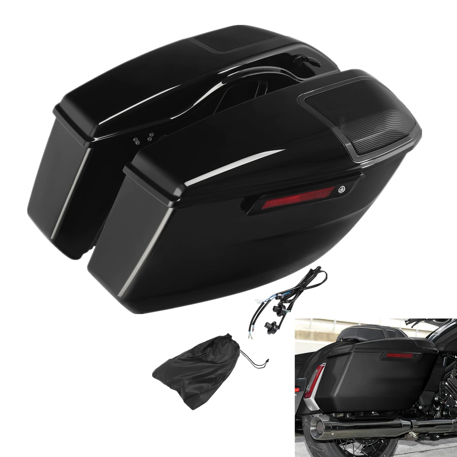 

Motorcycle Vivid Black Saddlebags For Harley Touring CVO Road Street Glide 2023-2025 Street Glide Road Glide FLTRX 2024