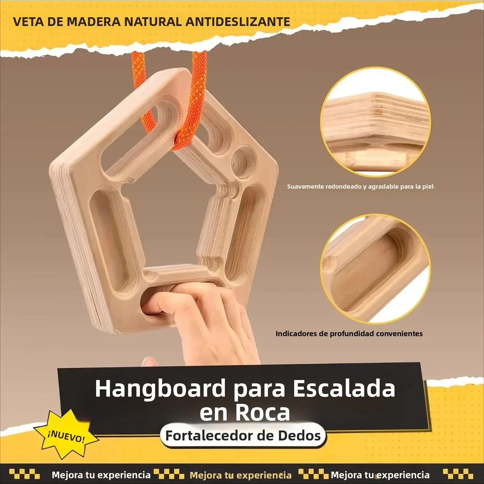Barra de dominadas, tabla de entrenamiento de fuerza para los dedos, tabla colgante, herramienta de práctica de escalada al aire libre, entrenador de fuerza para antebrazos