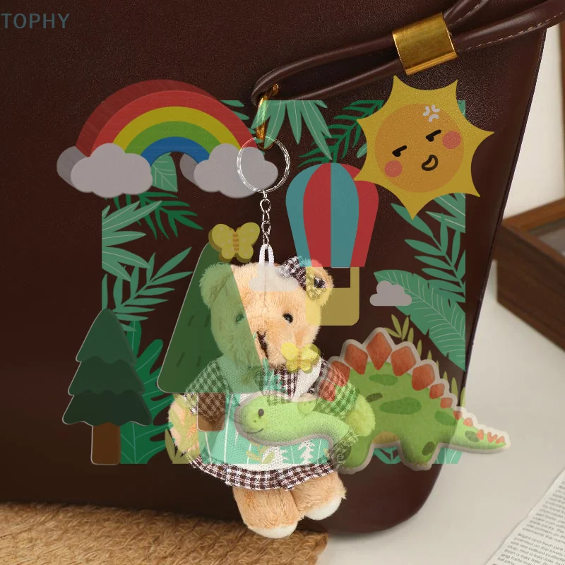 

Cute Cartoon Wear Clothes Bear Rabbit Plush Toy Stuffed Doll Pendant Keychain Backpack Hanging Decoration Couple Gifts