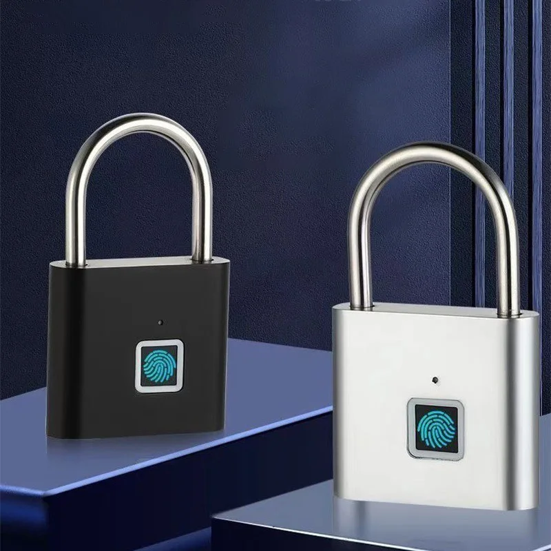 Inteligentna kłódka na odcisk palca z ładowaniem USB, bezkluczykowa, wodoodporna, szybkie odblokowywanie w 0,2 s, przenośna kłódka antykradzieżowa z cynku do domu.