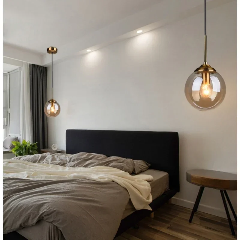Italian Designer Glass Ball Led Pendant Lamp Kitchen Restaurant Island Living Room  Bedroom Chandelier Home Lighting Decoration