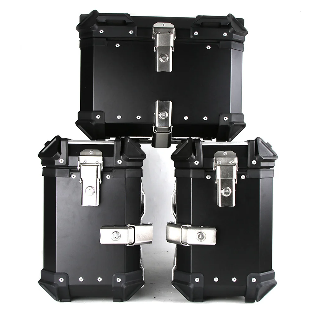 

38L+45L Universal Motorcycle Rear Top Box Side Luggage Case Top Case Para Motos Storage Trunk Lock Travel Toolbox Aluminum 탑박스