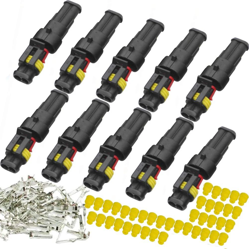 10PCS 2 Pin Car Waterproof Electrical Connector Plug 16 AWG Automotive Electrical Connectors for Car,Truck,Boat and Motorcycle