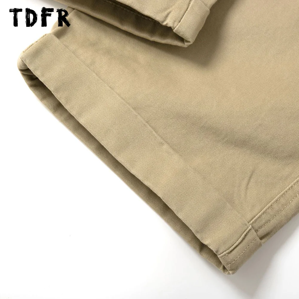 Solid Color Cargo Pants Mens Casual Camping Safari Style Adjustable Belt Loose Wide Leg Trousers Men