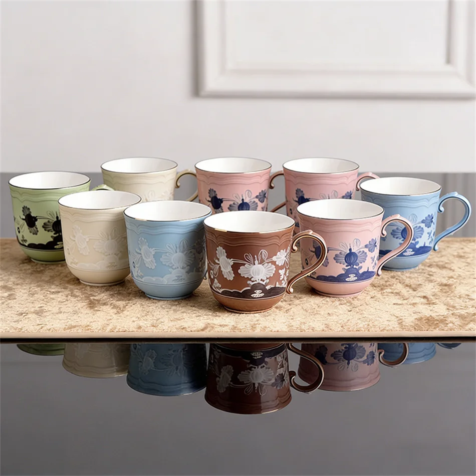 

High-end Oriental Series Ceramic Mug Exquisite Milk Cups 350ml Tea Cup for Home Use Birthday and Wedding Gifts