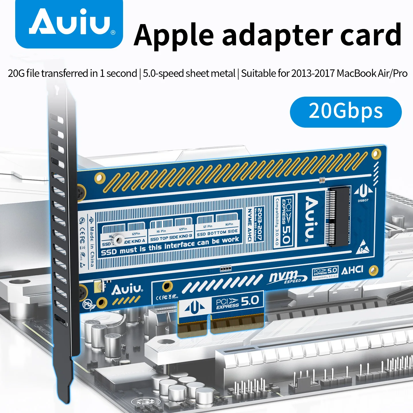 

Переходная карта Air Force Apple SSD на ключ M для ноутбуков Apple 2013-2017 гг. для преобразования адаптерной карты Mac на m2