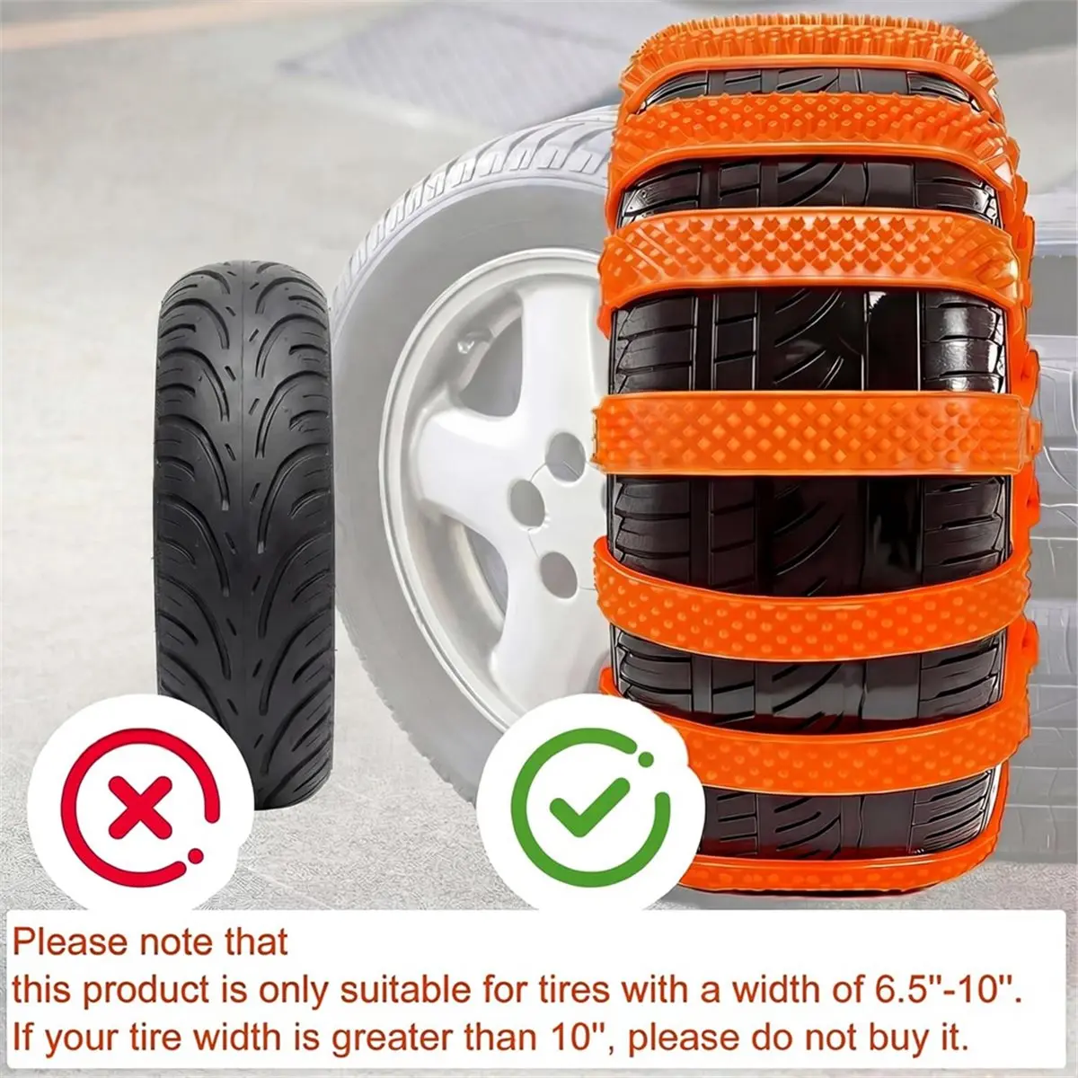 12 Pcs Heavy Duty Anti Skid Snow Tire Chains, Winter Snow Tracks with 2 Gloves and 1 Hook, Emergency Car Tire Grip