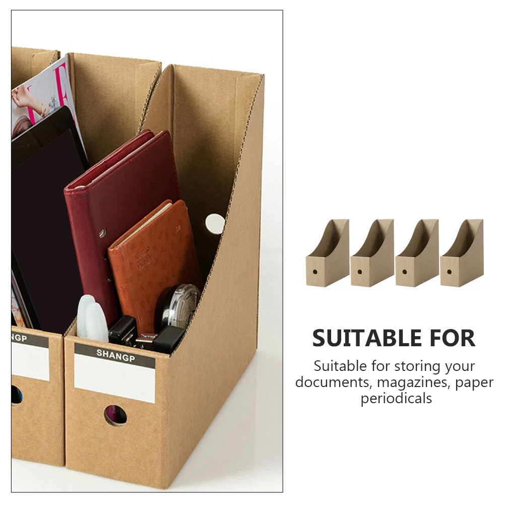 4 Pcs Office Storage Boxes File Magazine Rack Book Case Paper Document Organizer Child Desktop Bookshelf