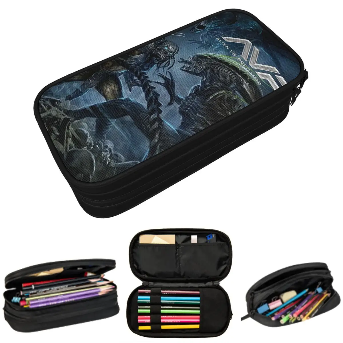 

Alien Vs Predator Game Pencil Case for Boys Girls Gifts Pen Box Pencil Bag Stationery Supplies Pen Holder Bag