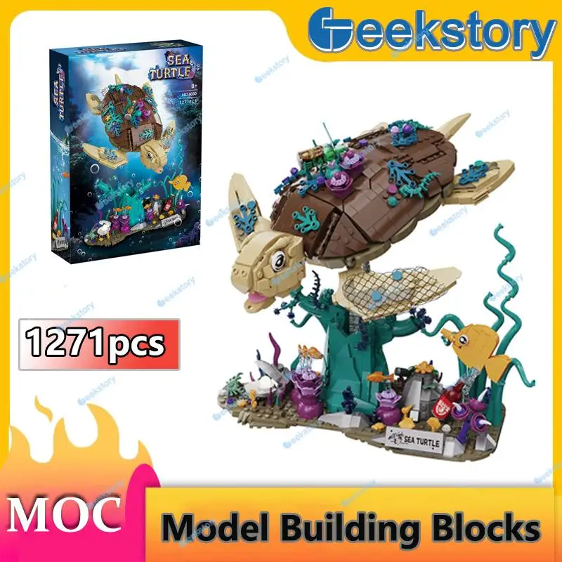 

Creative 1271PCS Sea Turtle Model Building Blocks Set Animal Decoration Collection Boys Assembly Toys Ornaments MOC Bricks Gift