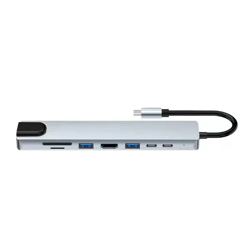 Usb 8 In 1 Type C 3 1 To 4k Hd Hub Adapter With Sd Tf Rj45 Card Reader Pd Fast Charge For Macbook Notebook Computer