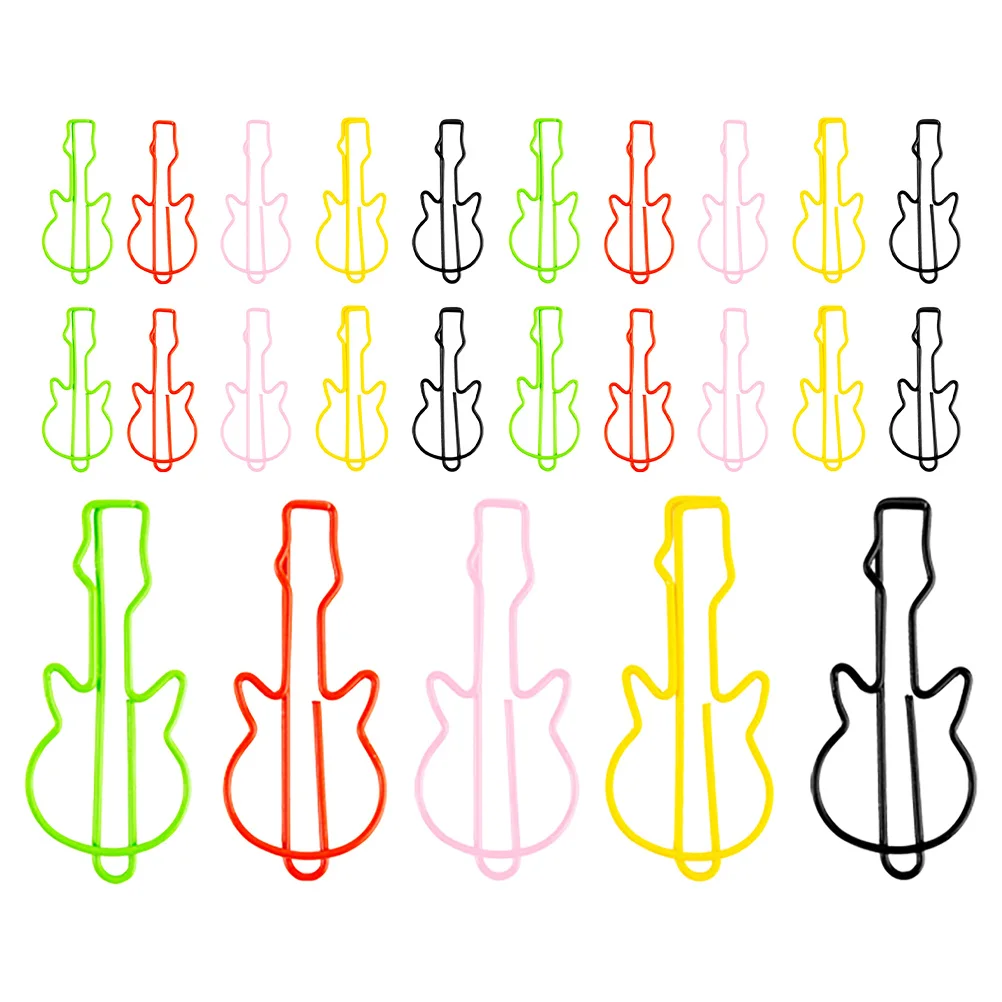 

50Pcs Guitar Paper Clip Metal Bookmarks Colorful Office Supplies Music Theme Planner Accessories Party Favors Decorative Page