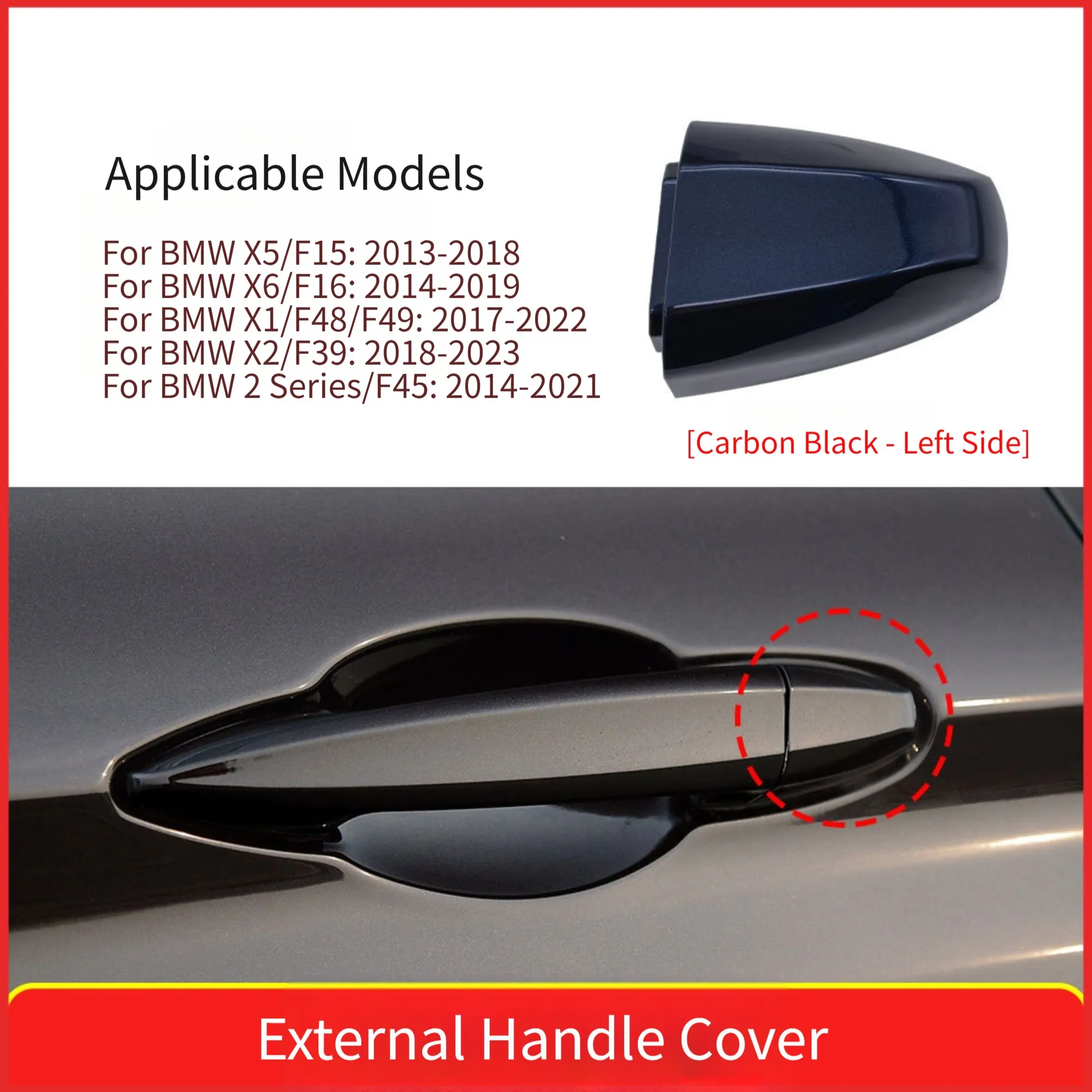 Front Left Door Handle Key Cover Cap 51217396541 for BMW X1 X2 X5 X6 F-Series Models Produced Between 2013 and 2023
