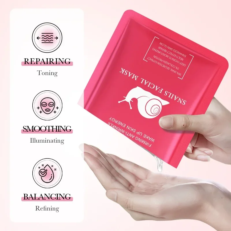 5/10 قطعة الكورية الحلزون Mucin ورقة قناع ترطيب إصلاح اشراق مكافحة الشيخوخة التجاعيد ترطيب هلام قناع الوجه لجميع الجلد