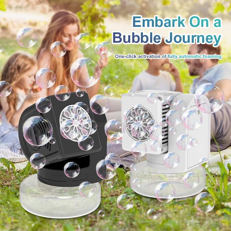 Mit 100 ml Blasenwasser 10-Loch-Blasenmaschine 90 °   Rotierender Kopf, Hochzeit im Freien, Kinderblasen-Party-Geschenk