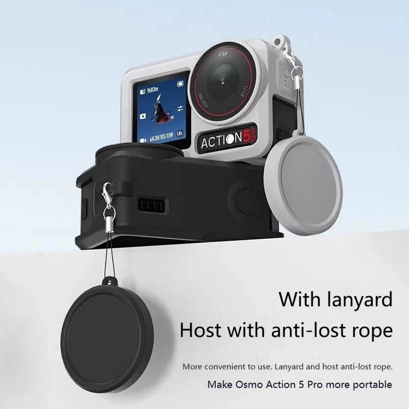 

For DJI Action 5 Pro Silicone Case Accessory Soft Shell + Lens Cap Cover Rubber Silicone Protect Case for DJI Osmo Action 5 Pro