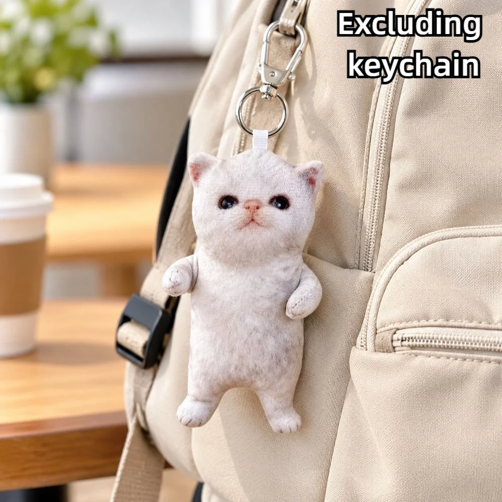 10cm Cat Plush Pendant Abstract Expression Face Built In Skeleton Simulated Animal Figure Bag Charm Accessory Interactive Design