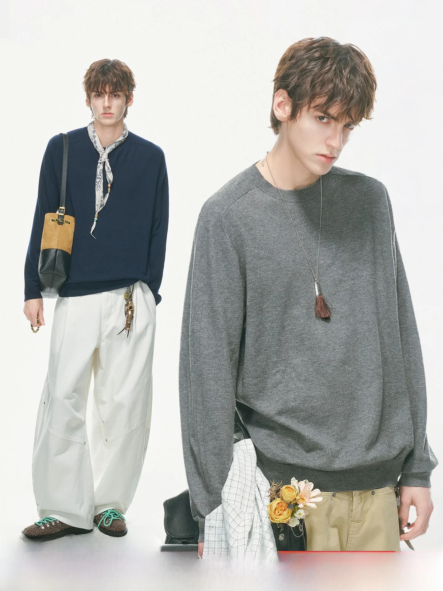 Men's Wool Blend Knitwear Shoulder Width Regular Fit Inner Wear Commute Style Long Sleeve round Neck Warm Casual Sweater