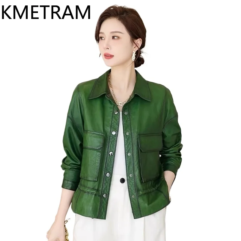 100% echte schapenvacht jas vrouw hoge kwaliteit korte lederen jassen vrouwen nieuw in outwears herfst kleding 2025 chaquetas