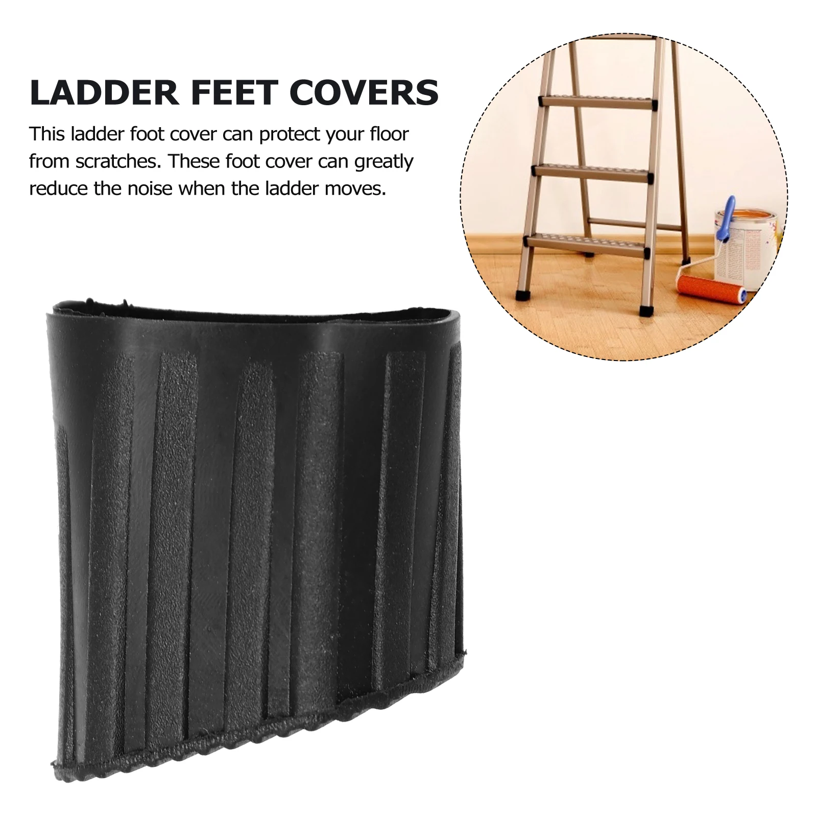 

4pcs Black D Type 25x43mm Non-slip Ladder Feet Caps Protective Cover Rubber Replacement Protectors Construction