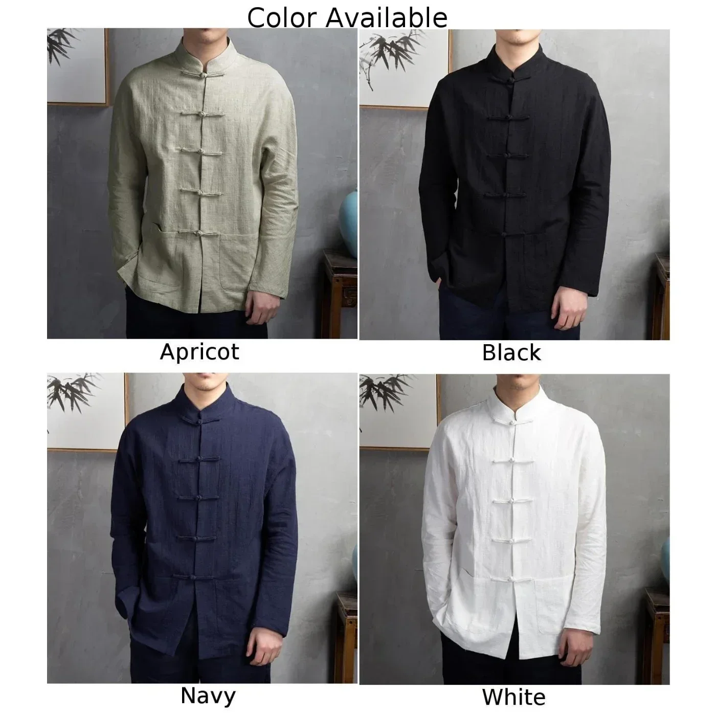 Abrigo tradicional chino de Kung Fu Tai Chi para hombre, traje Tang, chaqueta de uniforme, ropa, blusa de manga larga, camisa Retro abotonada Hanfu