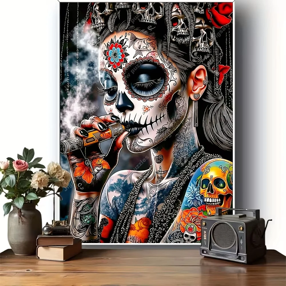 Vibrant Floral & Skull Design Jigsaw Puzzles 500/1000/1200/2000 PCS Modern Wall Decor for Living Room Bedroom Perfect Gift