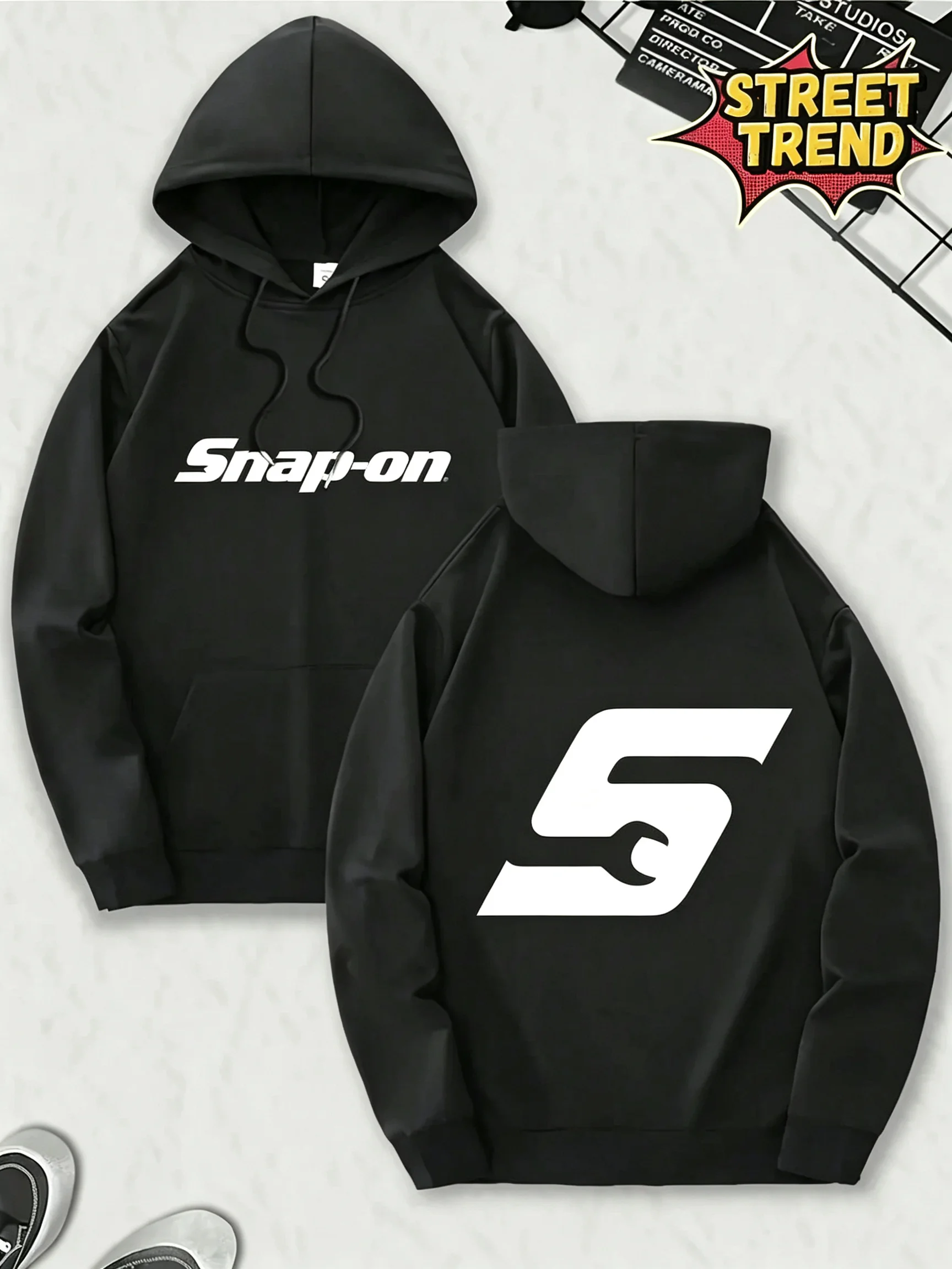 2026 New Unisex Snap On Logo Hoodie Autumn Winter Streetwear Mechanic Tools Double Sided Print Hooded Sweatshirt