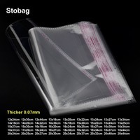 StoBag 100pcs High Quality Thicken 7wires Transparent Self Adhesive Plastic Bags Packing Jewelry T-shirt Candy Household
