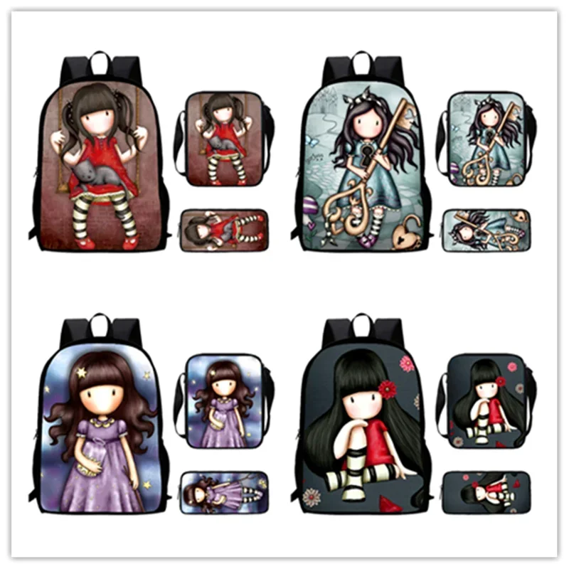 حقيبة ظهر مدرسية للأطفال من كارتون Gorjuss santoro مع حقائب كتف وحقائب أقلام رصاص لرياض الأطفال وحقائب أطفال خفيفة الوزن