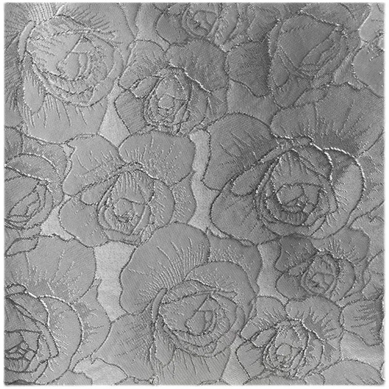 Silver Rose Jacquard Highlight Texture Fabric High-Grade Skirt Coat Bag Clothing Designer Fabric Transformation