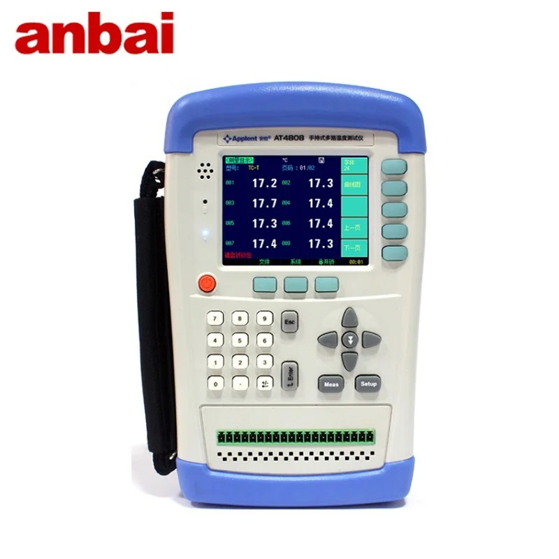 Ranlraka AT4808 Handheld Multichannel Temperature Meter AT4808 AT48 series Thermometer -200°C°C~1800°C High Precision Resolution