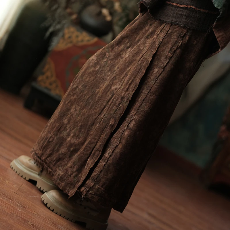 Faldas largas informales de algodón 100% para mujer, recién llegado, otoño 2021, estilo Vintage, estampado Floral, falda acampanada básica holgada para mujer M2158