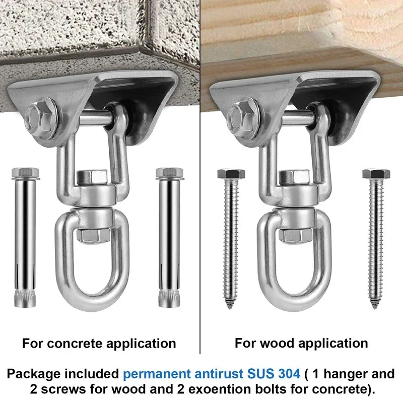 SUS304 сверхмощная груша для ударов, поворотные вешалки, крючок для уличного патио, гамак для йоги, подвесной стул, мешок с песком 360° °  