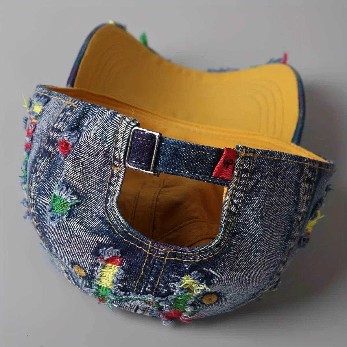 Unisex Retro Distressed Denim Baseballkappe - Verstellbare Druckknopf-Kappe im Koreanischen Stil, Atmungsaktiver Gewaschener Denim-Stoff – Detail 7