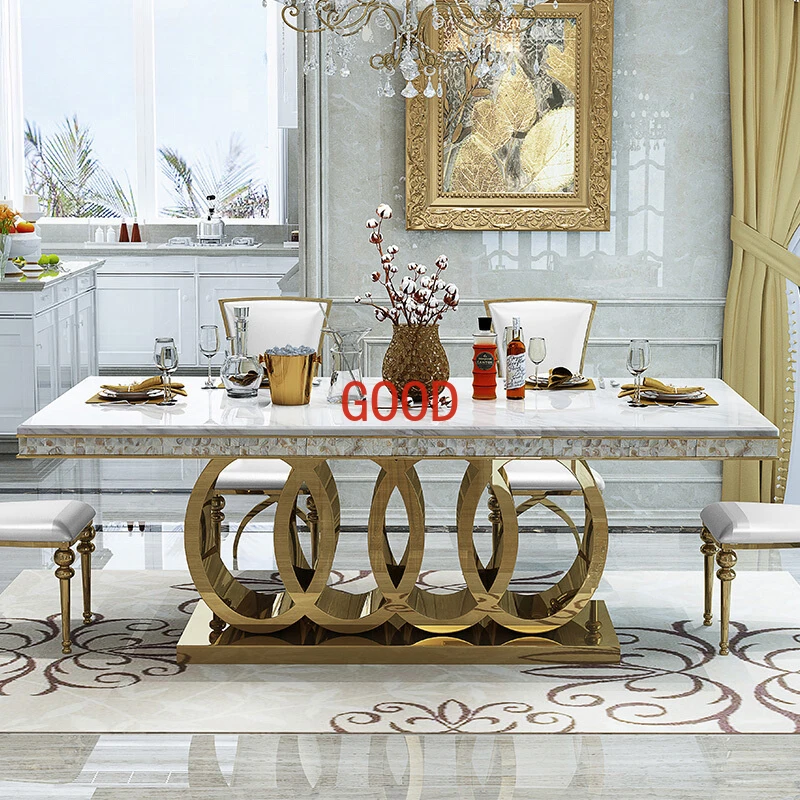 Modern Mild luxury marble dining tables and rectangular simple small apartment6People10Dining table in Renren restaurant