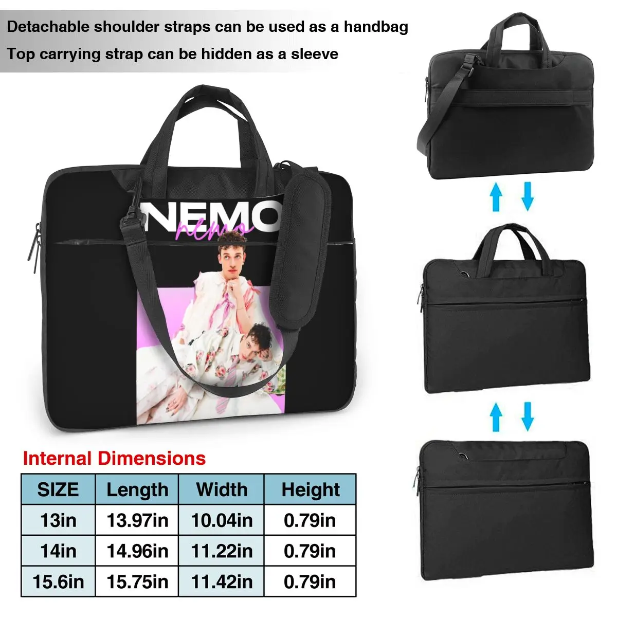 Laptop Bag Sleeve Nemo The Code Eurovisioned Notebook Pouch 2024 Switzerlan 14 15 Fashion Computer Bag For Macbook Air Acer Dell