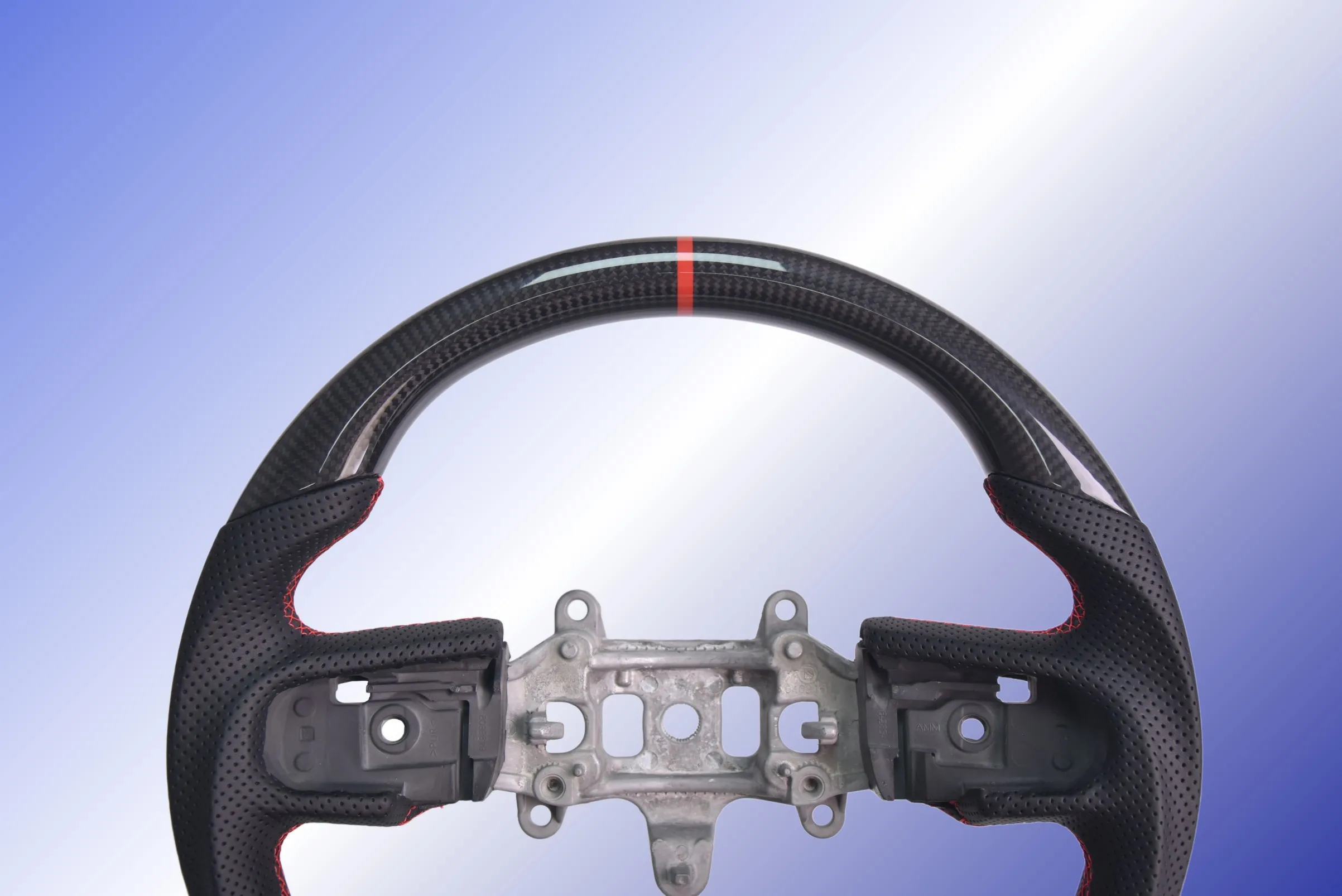 Glassy Carbon Fiber Steering Wheel Perforated Leather For Dodge RAM TRX 1500 18-24 Models D-Shaped Flat Bottom