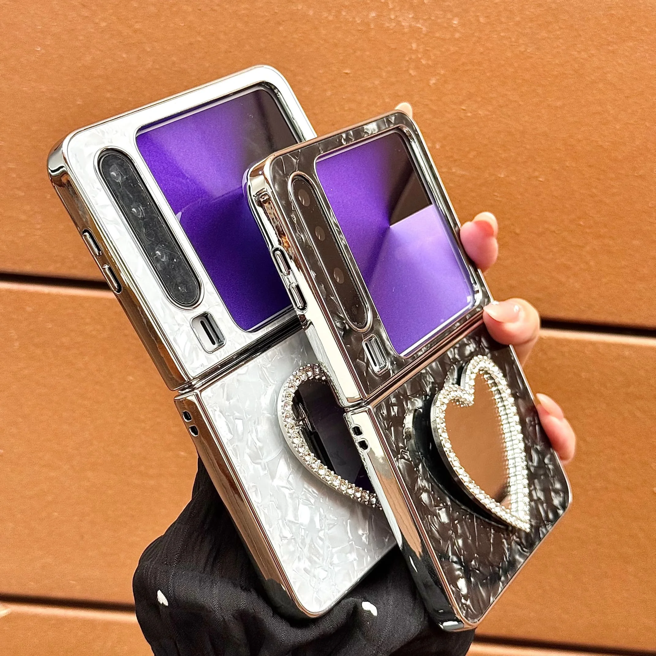 الغطاء الخلفي لهواوي بورا X حافظة شل الحب مرآة معصمه سوار سلسلة الصلب PC حافظة هاتف مقاومة للصدمات