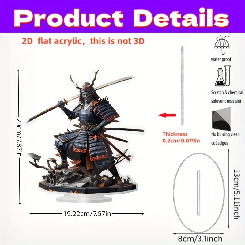 2D Flat - [2D Flat] Acrylic Ornament Themed Around Japanese Demon Masks And Samurai in a 2D Plane, Featuring Bohemian Style, Sui