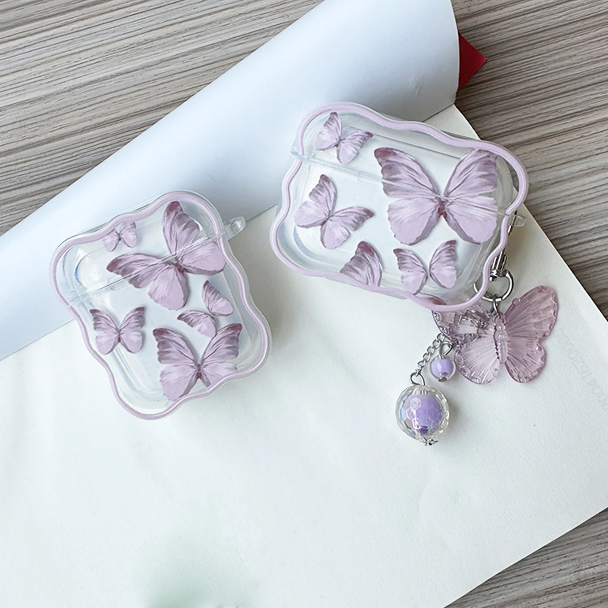 For Airpods 3 Case With Butterfly Pendant Soft Glitter TPU Protective Cover for Airpods 1/2/Pro view 3