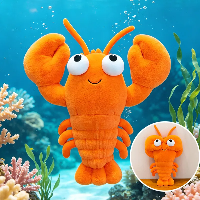 Cute Cartoon Lobster Plush Toy Soft Stuffed Ocean Food Series Animal Hugging Pillow Cuddle Sleeping Pillow For Adult Home Decor
