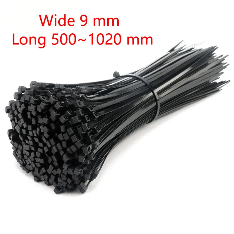 1/10/50Pcs Wide 9mm Self-locking Plastic Nylon Tie Black Tie Fastening Ring Cable Tie Zip Wraps Strap Nylon Cable Ties
